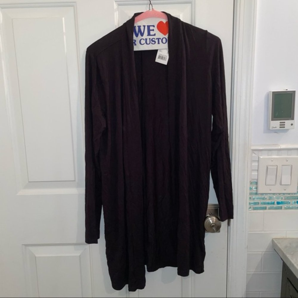 3/25 Motherhood Maternity black drape maternity cardigan long sleeve S NWT - Picture 4 of 7